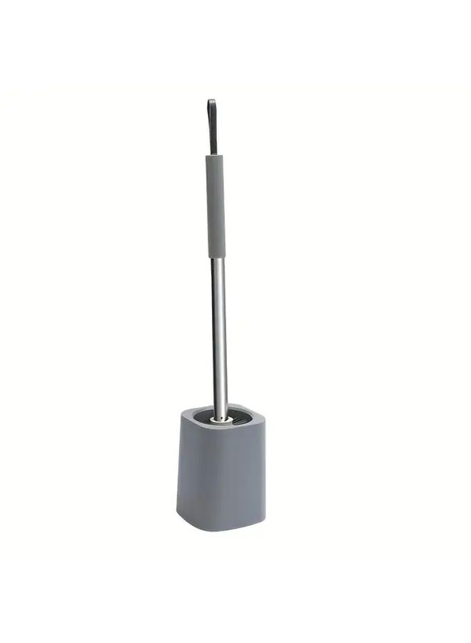 Grey 360 Rotating Toilet Brush Holder Set No Drill Splash Proof Space Saving Bathroom Cleaning System - Image 5
