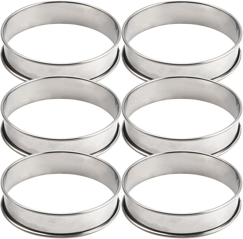 6pcs Stainless Steel Cake and Mousse Rings Reusable Baking Molds with Double Rolled Edges for DIY Pastry and Tart Baking Accessories - Image 1