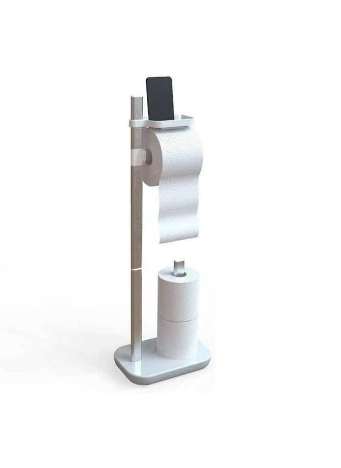 Primanova - Primanova Plastic And Aluminum Toilet Paper Holder With Mobile Holder-White - Image 1
