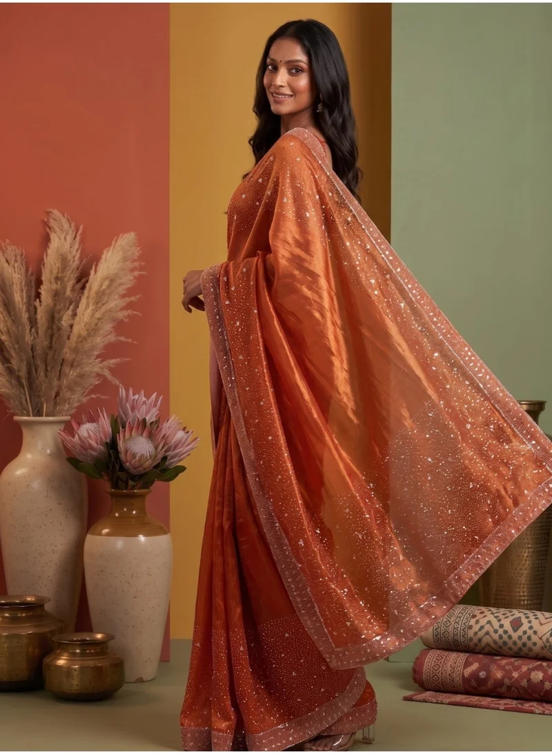 Nool  Kesari Space Silk Saree with Unstitched Blouse for Women | Best Price UAE
