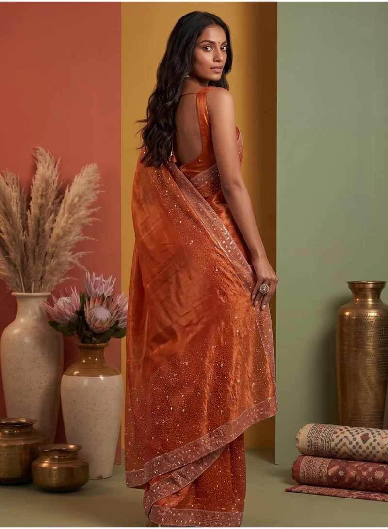Nool  Kesari Space Silk Saree with Unstitched Blouse for Women | Best Price UAE
