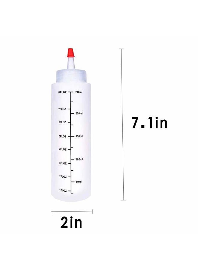 Baaxxango 12 Pack 8oz/240ml Plastic Squeeze Bottles,Scale Plastic Squirt Bottle,Polyethylene Durable Plastic with Red Tip Cap and Black Scale for Ketchup,Sauces,Syrup,Dressings,BBQ,Crafts and More - Image 2