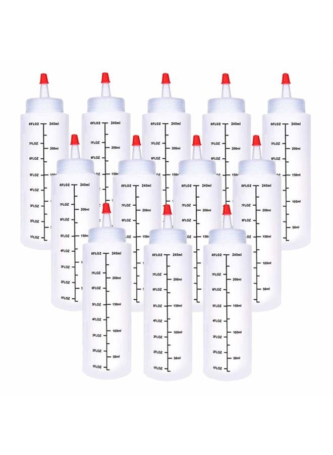 Baaxxango 12 Pack 8oz/240ml Plastic Squeeze Bottles,Scale Plastic Squirt Bottle,Polyethylene Durable Plastic with Red Tip Cap and Black Scale for Ketchup,Sauces,Syrup,Dressings,BBQ,Crafts and More - Image 1