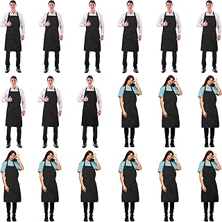 Syhood Syhood 18 Pcs Unisex Apron with 2 Pockets Kitchen Plain Bib Bulk Chef Aprons(Black)  - Image 1