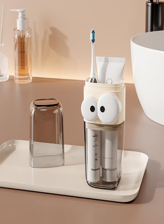 Leawall Travel Toothbrush Holder Bathroom Organiser with Cute Eye Design – Unbreakable, Stackable, Dustproof Water Cups for Kids & Adults – Vanity Accessory toothbrush holder for bathroom(2 Pcs) - Image 3
