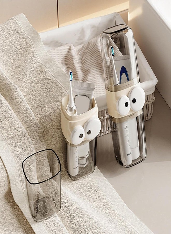Leawall Travel Toothbrush Holder Bathroom Organiser with Cute Eye Design – Unbreakable, Stackable, Dustproof Water Cups for Kids & Adults – Vanity Accessory toothbrush holder for bathroom(2 Pcs) - Image 2