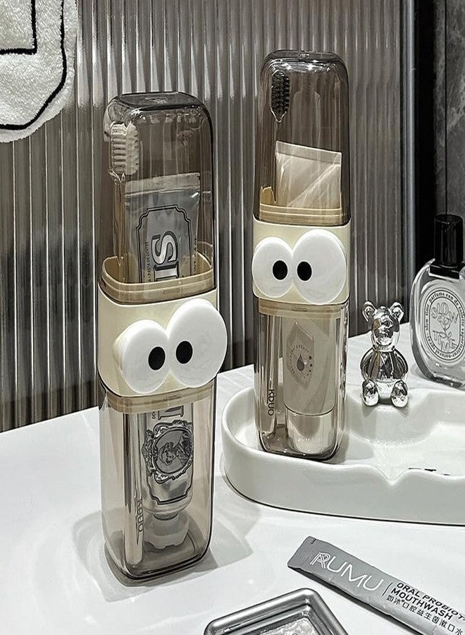 Leawall Travel Toothbrush Holder Bathroom Organiser with Cute Eye Design – Unbreakable, Stackable, Dustproof Water Cups for Kids & Adults – Vanity Accessory toothbrush holder for bathroom(2 Pcs) - Image 5