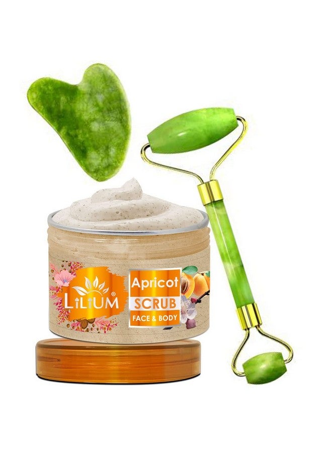 Lilium Apricot Face & Body Scrub & Double Side Face Roller (250g) - Image 1
