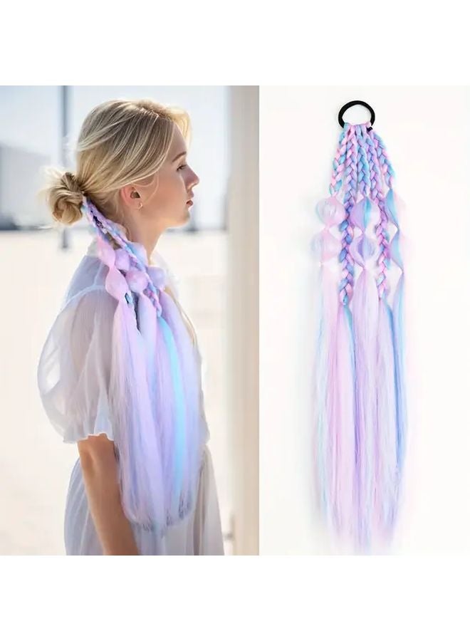 24 Inch Straight Synthetic Hair Extension Black To Pink Color Unisex Braid Wig - Image 2