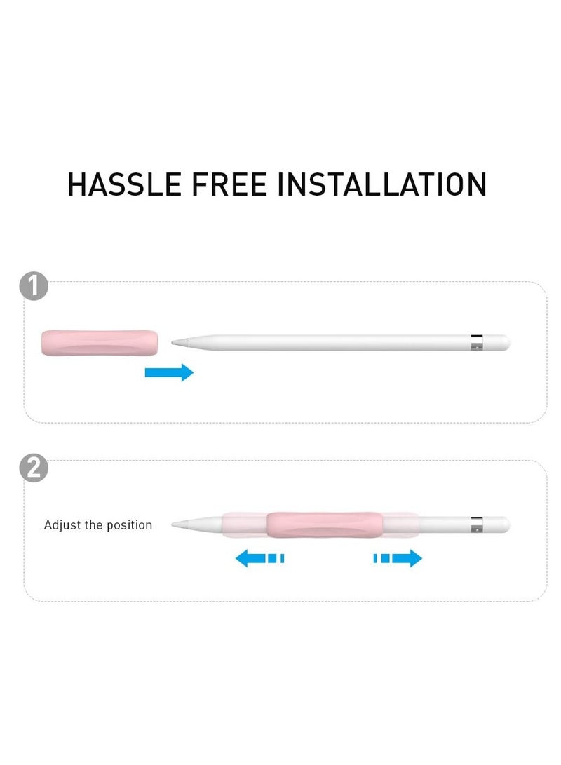 مجموعة من 3 ملحقات سيليكون مريحة متوافقة مع قلم Apple Pencil Gen 1 وGen 2 (الأبيض والوردي والأفوكادو الأخضر) - Image 4