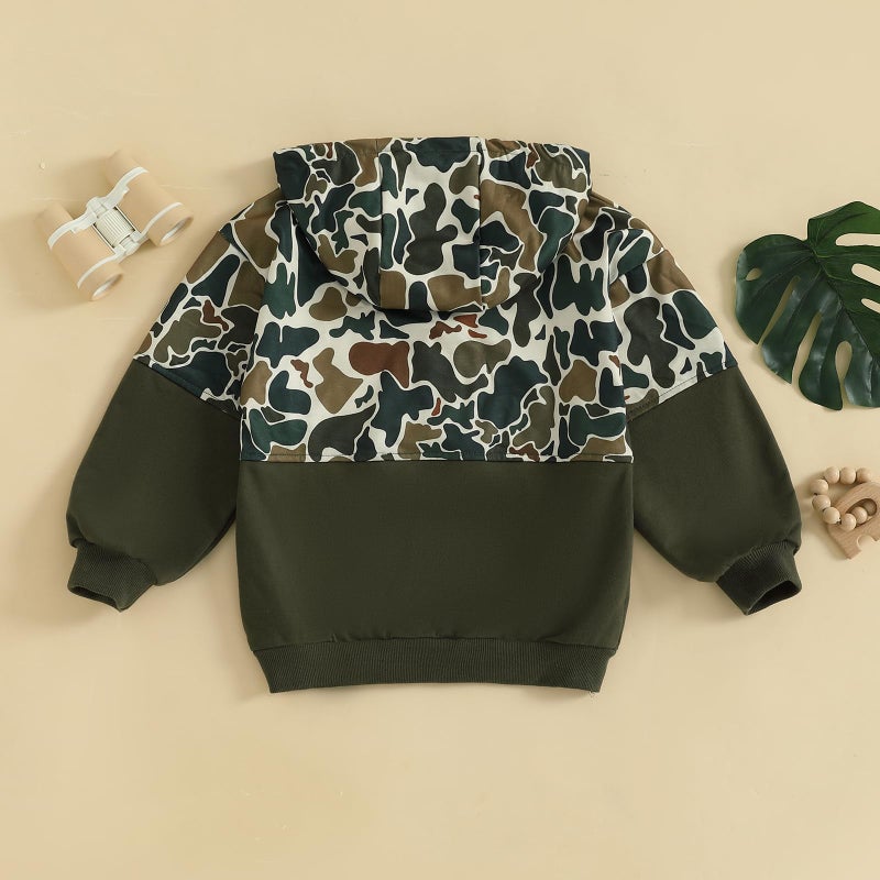 Fernvia Toddler Baby Boy Clothes Camouflage Half Zip-up Long Sleeve Hoodies Sweatshirt Casual Pullover for Kids boys (C Green, 4-5 Years) - Image 4