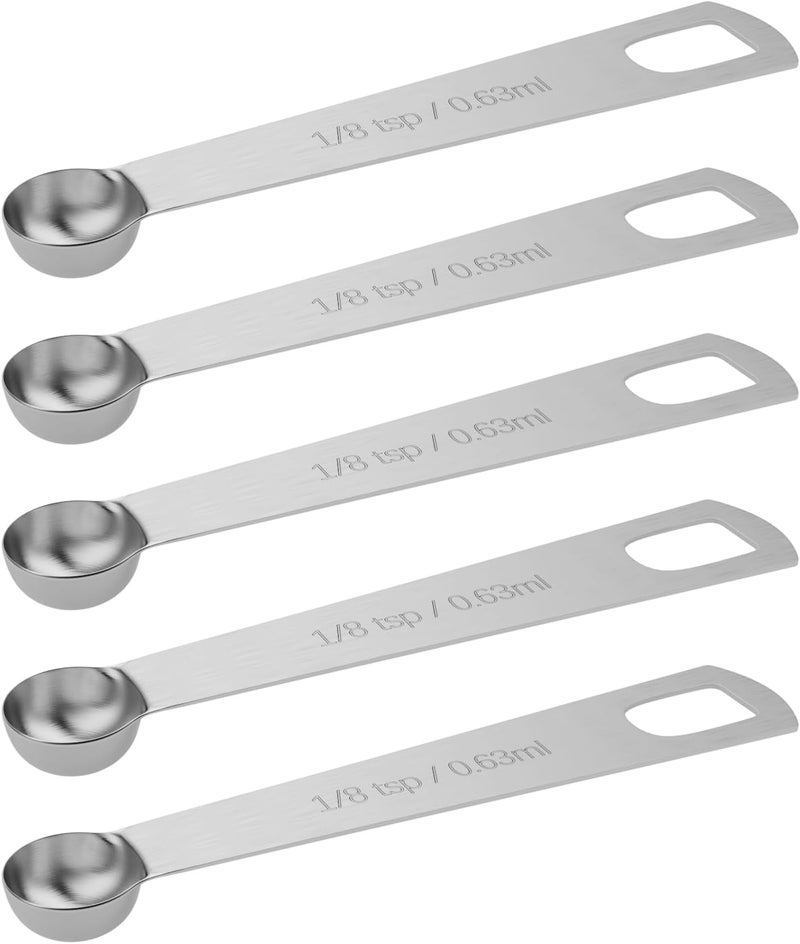 BERYLER 5PCS 1/8tsp (0.63ml) Single Measuring Spoon, Stainless Steel Individual Teaspoons Only - Image 1
