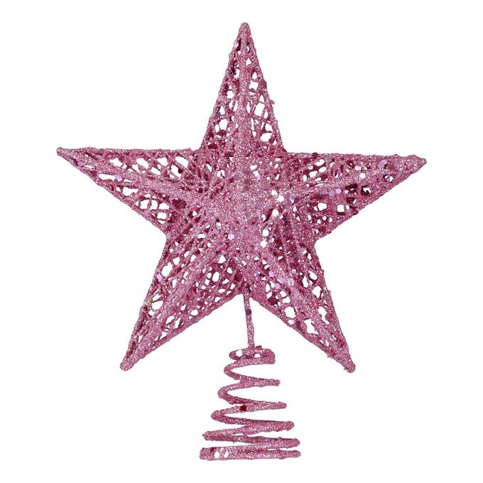 CHRISTMAS TREE TOPPER STARGLITTERING CHRISTMAS TREE DECORATION ORNAMENTS20CM PINK