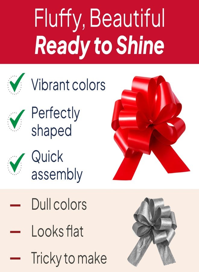XMASolutions Eye-Catching Xmas Pull Bows for Easy Gift Wrapping with Ribbon - 5" Wide Wrap Bows for Christmas Tree Decoration, Holiday Décor, Present Wrapping, Baskets, Birthday, Easter - 12 Green & 12 Red Bows - Image 4