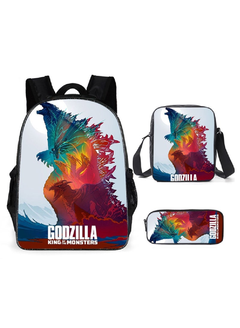 Godzilla New Godzilla Student Backpack Three-piece Set 29*16*42cm
