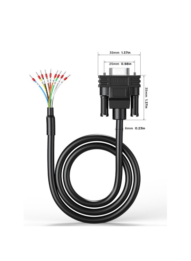 موصل DB9 أنثى إلى سلك مكشوف مع علامة كابل، كابل تسلسلي RS232 بطول 5 أقدام، موصل محول D-SUB RS232 ذو 9 دبابيس لكابل أحادي الطرف، 9 أسلاك، جميعها مزودة بمحطات توصيل - أسود - 1. - Image 2