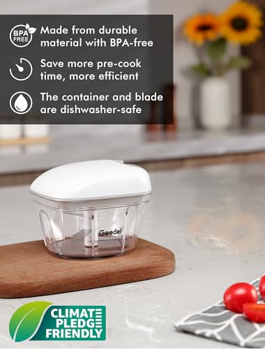 Geedel Manual Pull Food Chopper, Hand Pull String Onion Chopper Dicer for Kitchen, Easy Cleaning Food Chopper for Vegetables, Fruits (500 ML) - Image 2