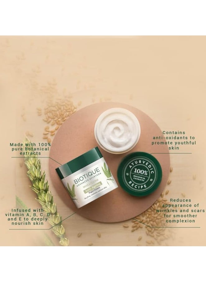 Biotique Wheat Germ Anti- Ageing Night Cream | Reduces Fine Lines | Lightens dark Spots | 100% Botanical Extracts | Suitable for All Skin Types | 50g - pzsku/Z1267572FF78F60BA3F20Z/45/_/1714295199/fba694a3-e939-49d1-bcf4-2a82510e8e7a