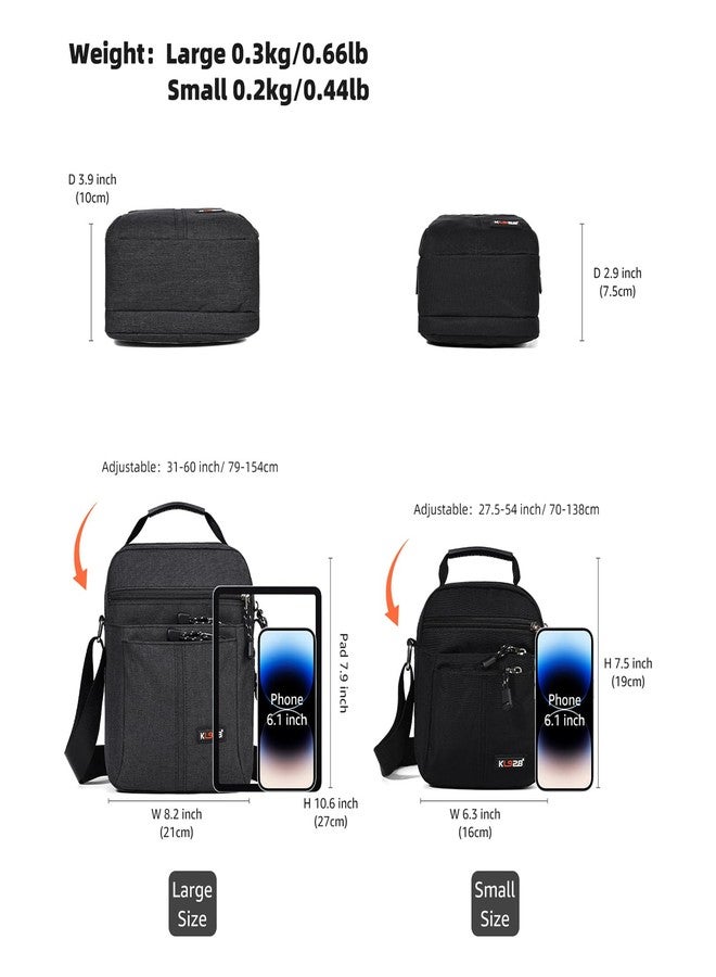 KL928 Men's Messenger Bag - Crossbody Shoulder Bags Travel Bag Man Purse Casual Sling Pack for Work Business(Small Version,Black) - Image 3