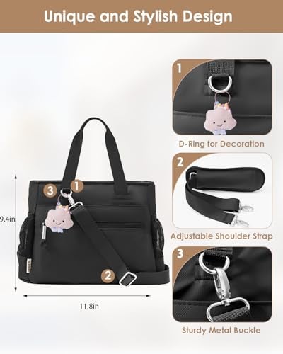 GLENKEY Insulated Lunch Box Lunch Bag Tote Large Leakproof Cooler Bags for Women Soft Lunchbox for Adults Work Shift Picnic Travel Black 10L - Image 3