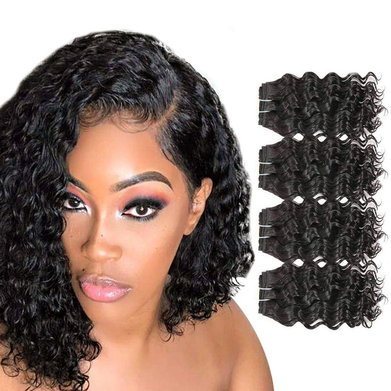 FASHION LINE Brazilian Body WaveWater WaveDeep WaveFunmiHuman Hair Bundles Unprocessed Human Hair Natural BlackDeep Wave 12 4 Bundles