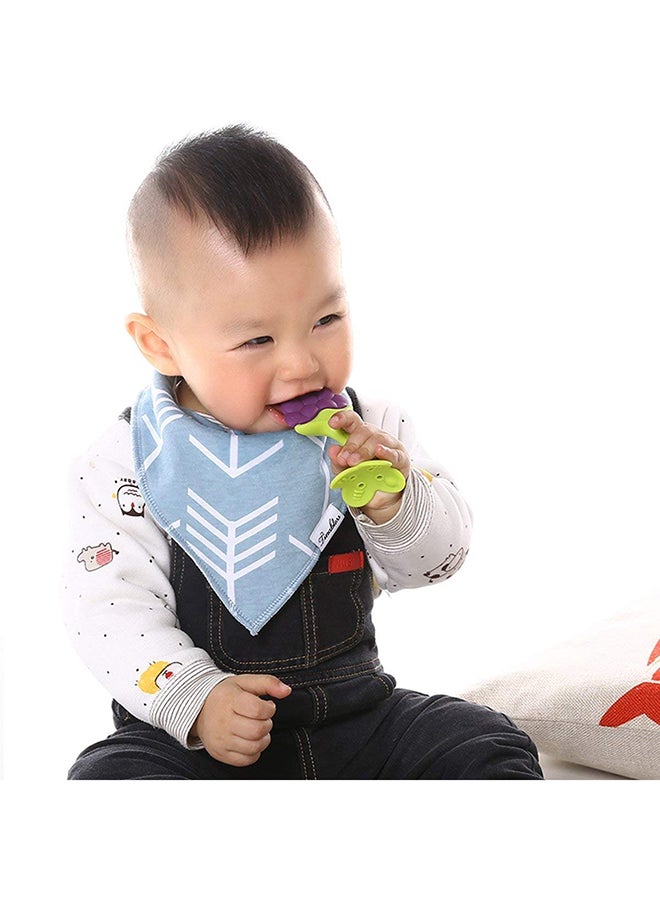 Food-grade Non-toxic Soft Silicone Fruit Teething Toy With Holder for Baby, Pink/Green - Image 5