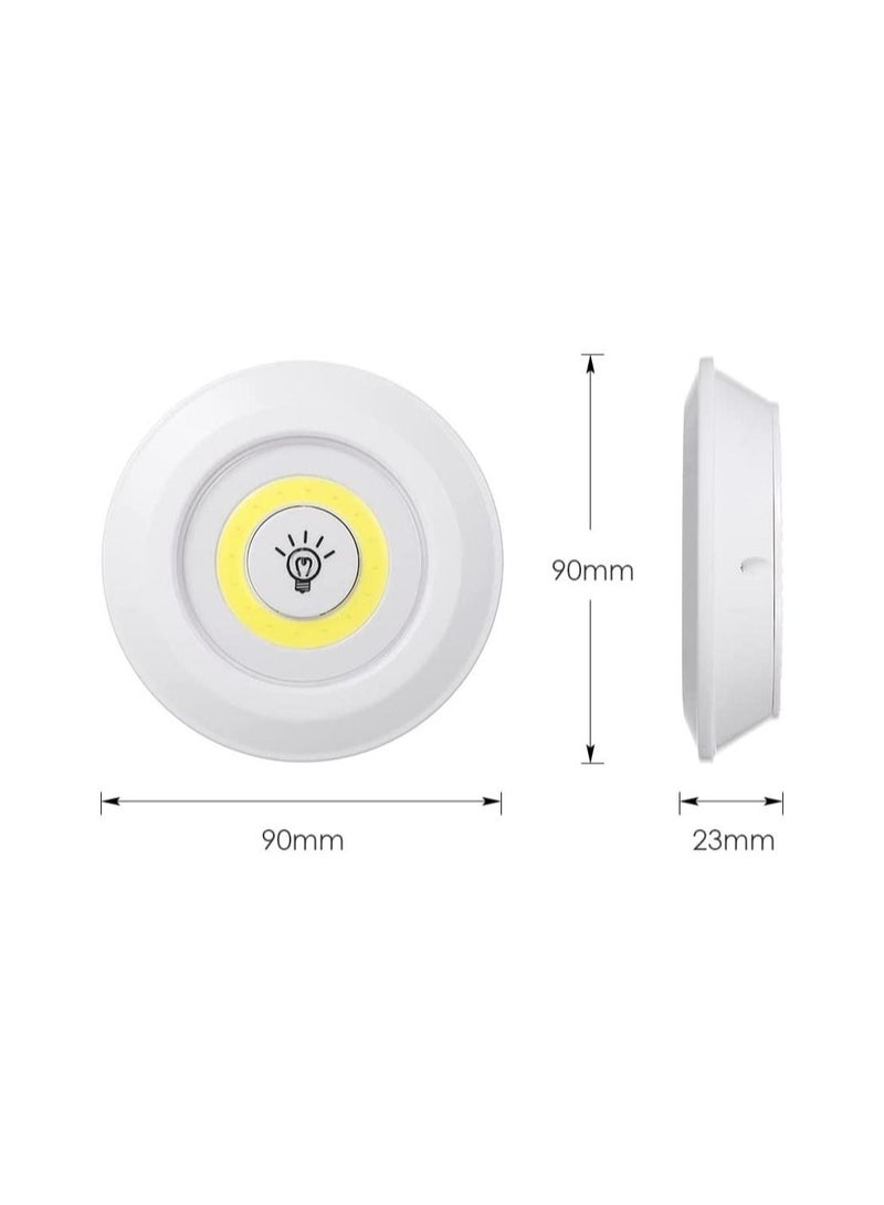 4.5v 1W COB LED Puck Light 3 Pack with Remote Controller Brightness Adjustable Wireless Dimmable Touch Sensor Control Night Lamp Under Cabinet Lighting Battery Powered Operated for Cabinet  - Image 2