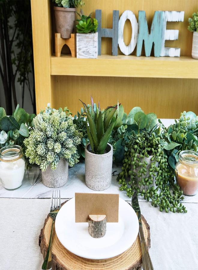 Winlyn Winlyn Set of 3 Mini Potted Succulents Artificial String of Pearls Aloe Hops Succulent Plants in Gray Pots for Gifts Table Shelves Windowsill Office Desk Indoor Greenery Decorations Wedding Favors  - Image 1