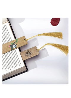 SYOSI Handmade Wooden Bookmark, Natural Wood Bookmarks with Tassels, Panda Christmas Tags with Gift Box for Men Women Girls Boys Teachers Students Gifts 2 Pcs  - Image 5
