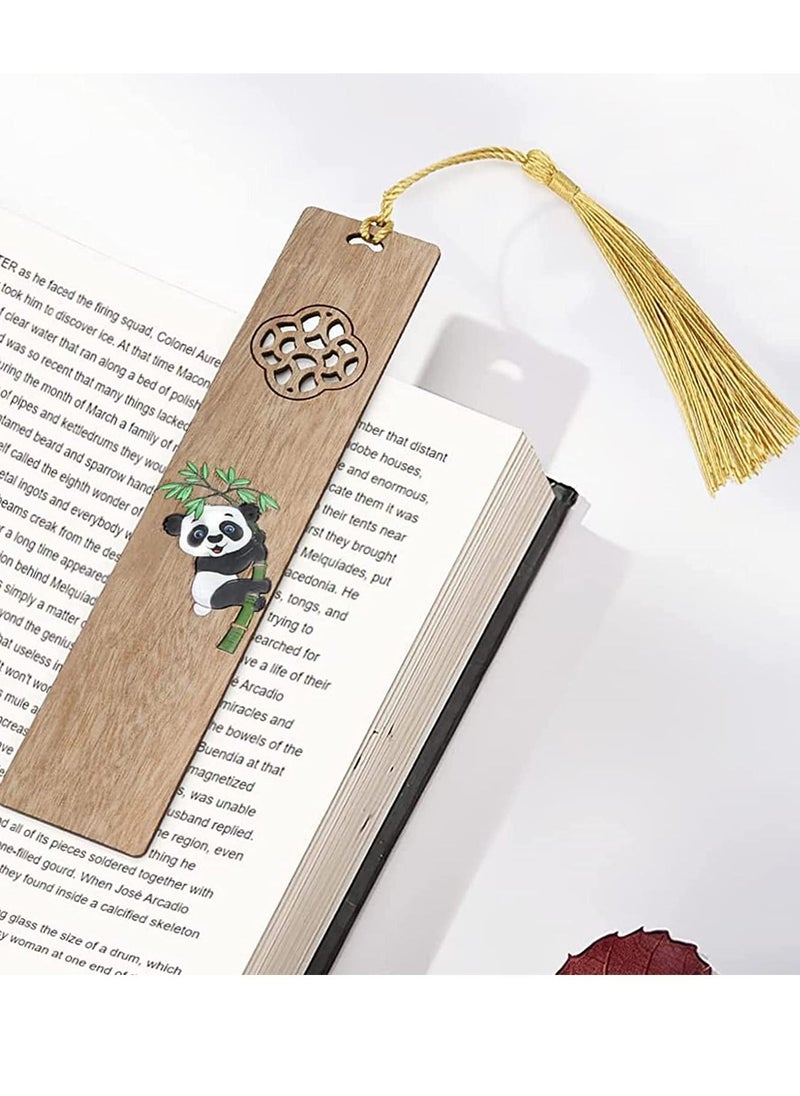 SYOSI Handmade Wooden Bookmark, Natural Wood Bookmarks with Tassels, Panda Christmas Tags with Gift Box for Men Women Girls Boys Teachers Students Gifts 2 Pcs  - Image 4