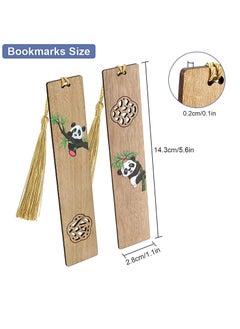 SYOSI Handmade Wooden Bookmark, Natural Wood Bookmarks with Tassels, Panda Christmas Tags with Gift Box for Men Women Girls Boys Teachers Students Gifts 2 Pcs  - Image 3