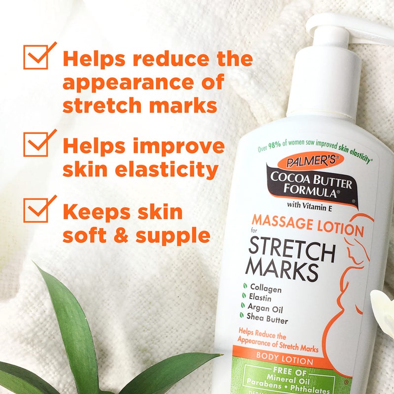 Palmer's Stretch Mark Care Body Lotion + Body Oil Bundle, Cocoa Butter Formula with Vitamin E Skin Care for Pregnant Women, Includes 1 Massage Oil (5.1 fl oz) and 1 Massage Lotion (8.5 fl oz) - Image 4