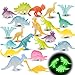 AugToy 48Pcs Glow in Dark Mini Dinosaur Figures Kids Easter Egg Fillers Basket School Birthday Party Favors Supplies Dino Cupcake Toppers Pinata Goodie Bags Stuffers Classroom Prizes Carnival Bulk Toy Gift - Image 3