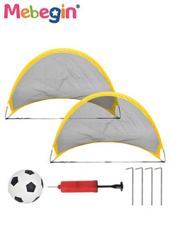 MEBEGIN Portable Soccer Goal Net Set with Soccer Ball and Air Pump, 2PCS Pop Up Training Soccer Goals for Backyard, Indoor or Outdoor Versions, Easy Assembly, Great for Kids and Adults, 68*39*33cm  - Image 1