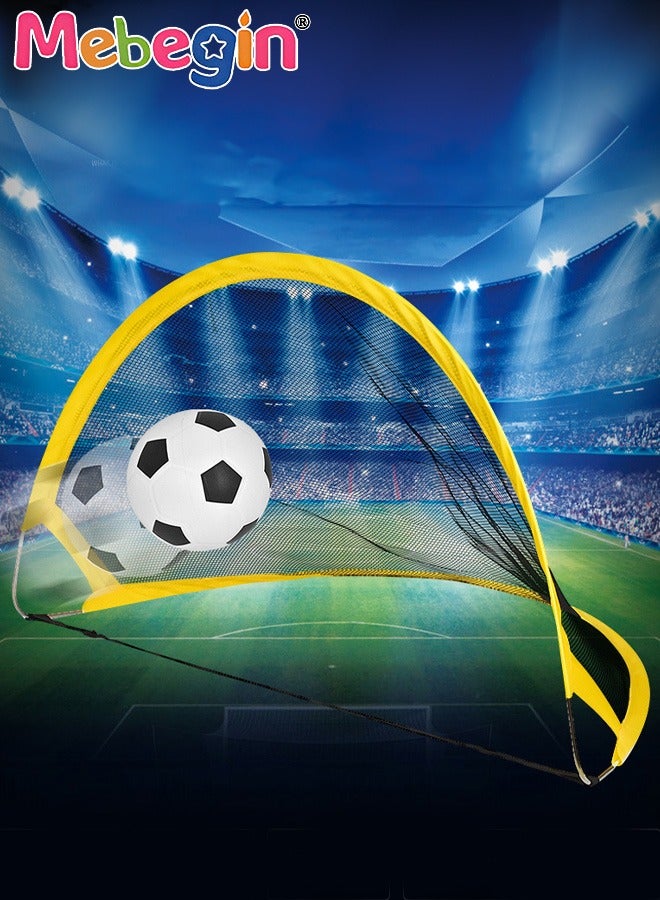 MEBEGIN Portable Soccer Goal Net Set with Soccer Ball and Air Pump, 2PCS Pop Up Training Soccer Goals for Backyard, Indoor or Outdoor Versions, Easy Assembly, Great for Kids and Adults, 68*39*33cm - Image 1