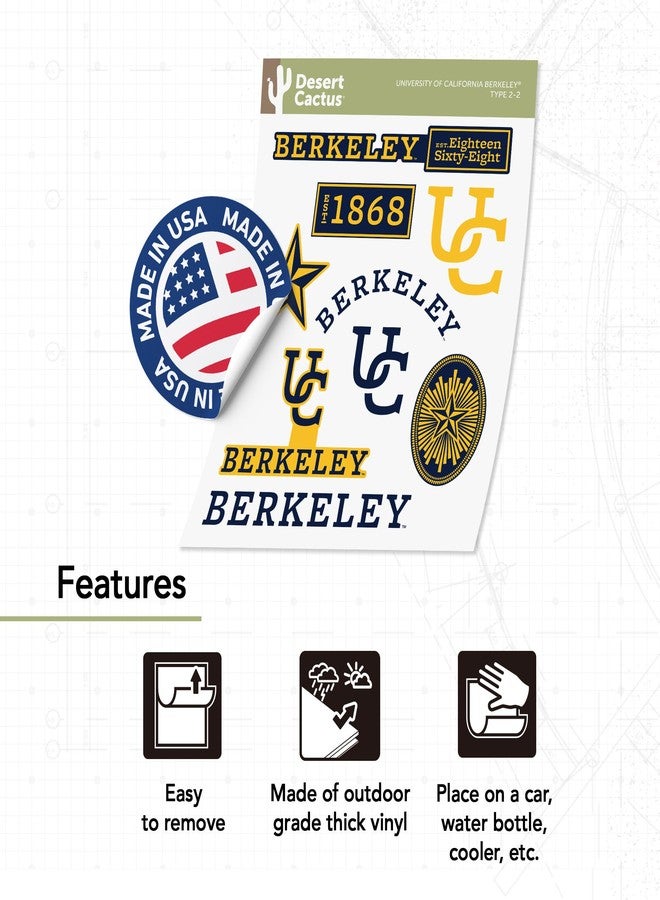 Desert Cactus University of California Berkeley Sticker Golden Bears Cal UC Sticker Vinyl Decals Laptop Water Bottle Car Scrapbook Sheet (T2-2) - Image 4
