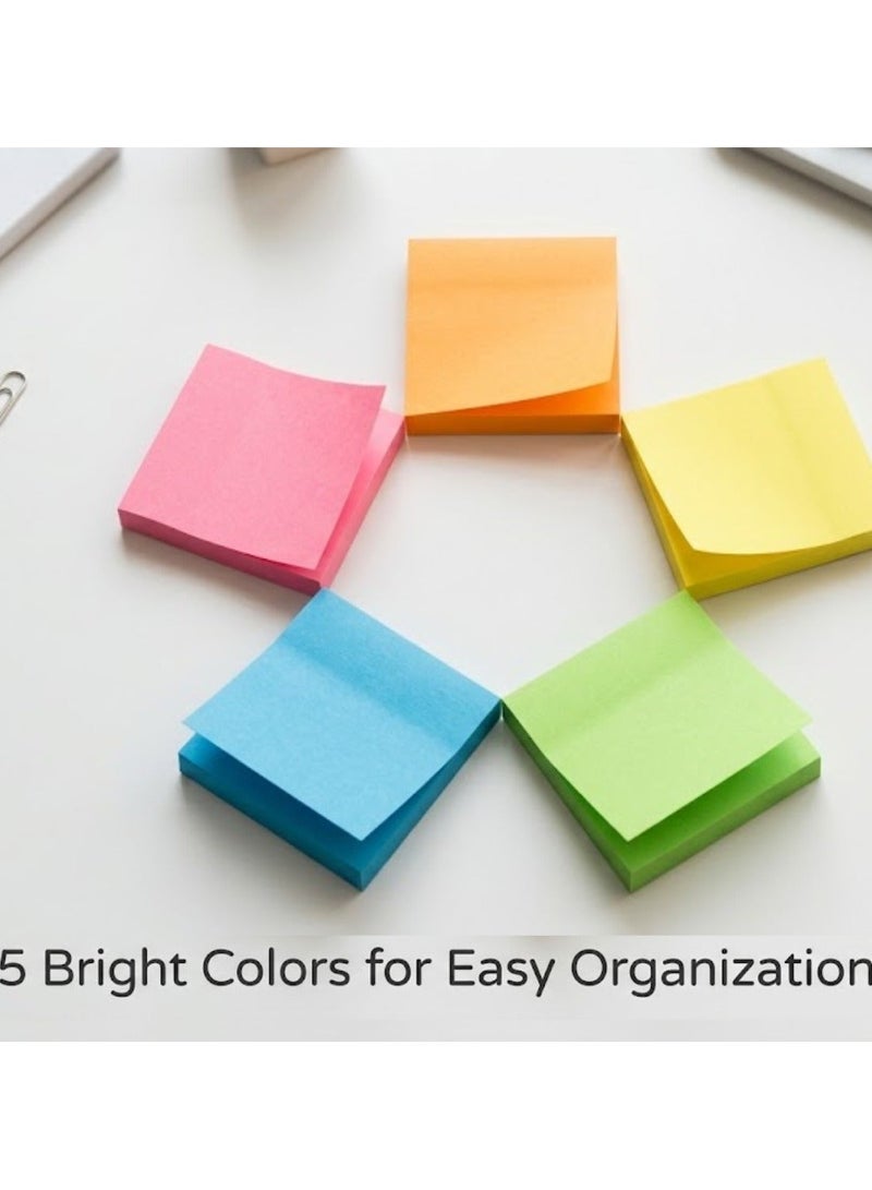 Sticky Notes Multicolor Set of 5 Pads 100 Sheets Each Self Adhesive Memo Note Pads Square Color Sticky Papers for Office, School, Planner Reminder Notes - Image 3