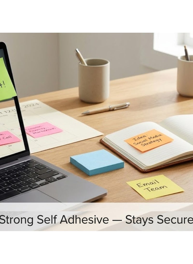 Sticky Notes Multicolor Set of 5 Pads 100 Sheets Each Self Adhesive Memo Note Pads Square Color Sticky Papers for Office, School, Planner Reminder Notes - Image 5