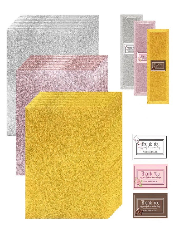 DOSAKEIKO 120 PCS Chocolate Bar Wrappers 7.9 Inch with 120 Stickers for Parties Wedding Birthday Homemade Candy Chocolate Wrappers Packaging and Foil Candy Wrappers (Gold+Silver+Pink) - Image 1