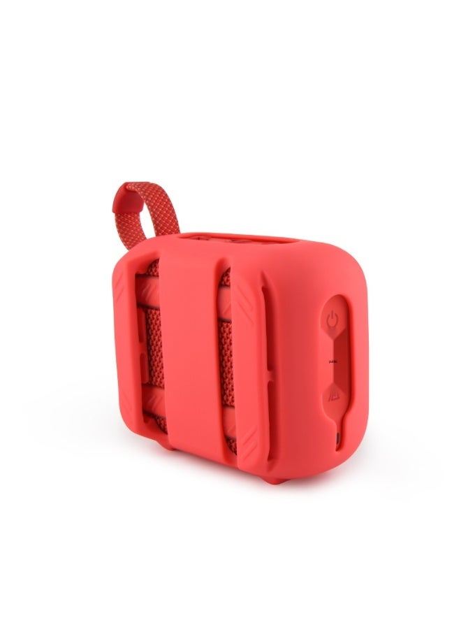 Generic Silicone Case for JBL Go 4, Waterproof Portable Bluetooth Speaker Protective Sleeve, Ultra-Light Shockproof Cover with Carabiner, Secure Fit, Red(Speaker Not Included)  - Image 2