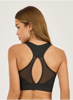 Styli Shoulder Strap & Back Mesh Insert Medium Support Sports Bra  - Image 4