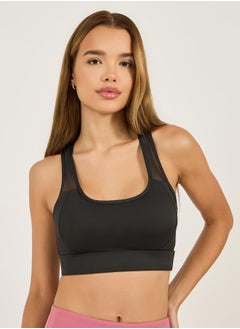Styli Shoulder Strap & Back Mesh Insert Medium Support Sports Bra  - Image 1