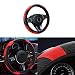 Tioollev Car Steering Wheel Cover 15 inch Carbon Fiber Microfiber PU Leather Elastic Steering Wheel Protector for Men WomenUniversal Durable Car Decorative Fit for Most Cars Trucks SVU Red - Image 2