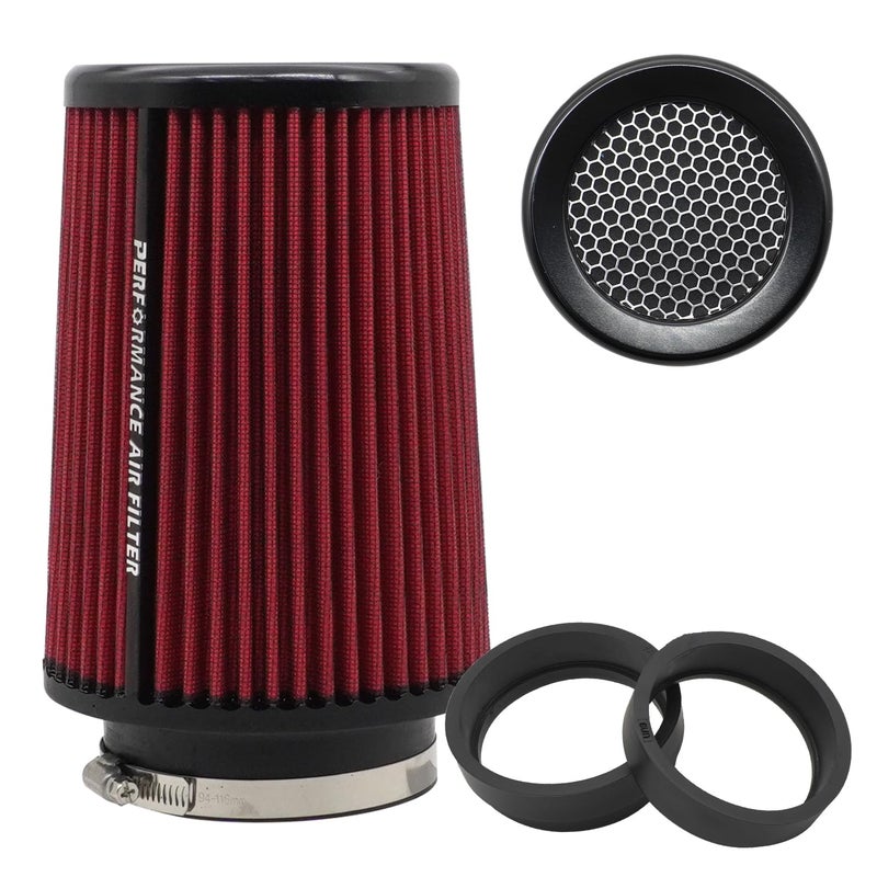 RIAYOOE 3 35 4 inch Cold Air Intake Filter 76mm 89mm 101mm Performance Cone Air Filters Universal for Racing Sport Car 3 Sizes in 1 B4inRed XHUN078101RD