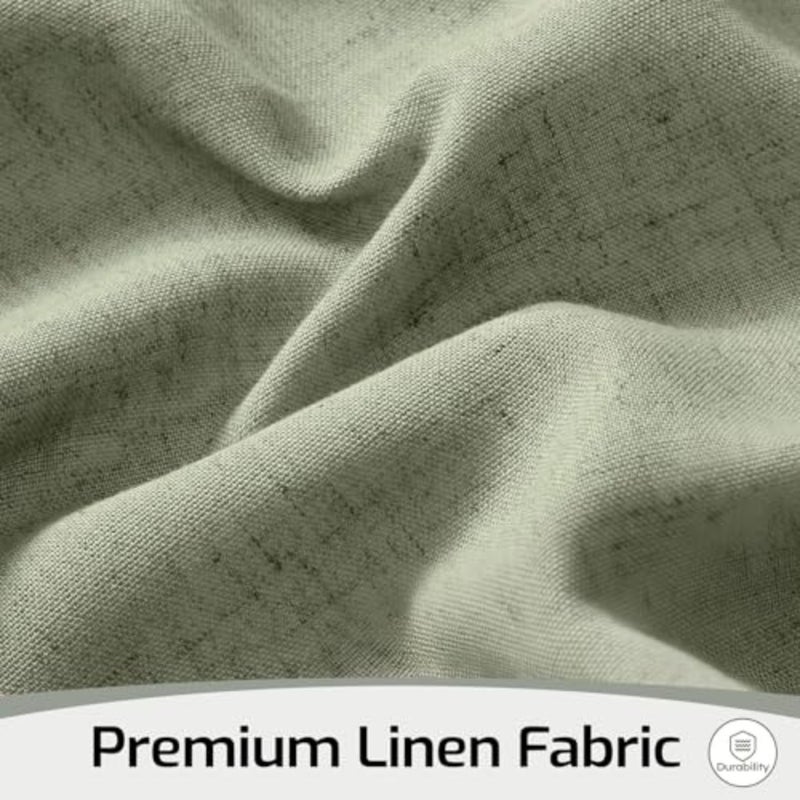 Linen Shower Curtain, Scalloped Bathroom Curtain with 12 Metal Hooks, Boho Heavy Duty Washable Waterproof Thick Cloth Shower Curtains Liner with Black Border for Bathroom Hotel Bathtubbaihuo - Image 5