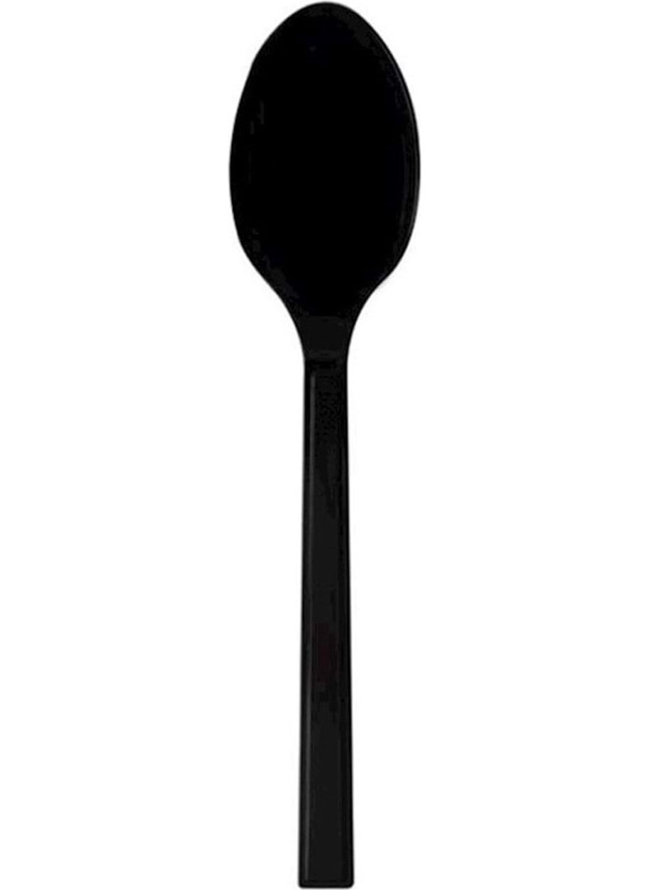Ofis ve Ofis Office and Office Plastic Large Black Spoons 100 Pcs 