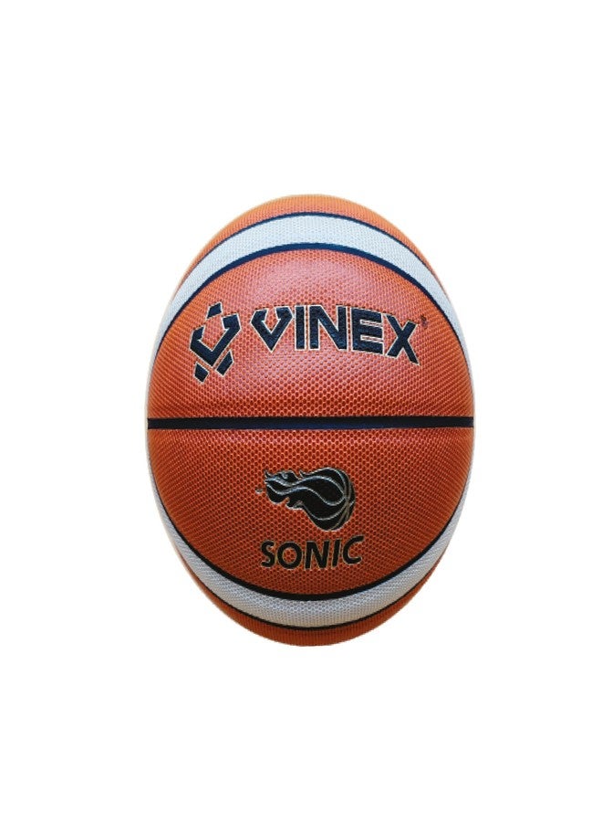 Vinex Basketball - Sonic (Size: 6) Official Size & Weight, Hygroscopic PU Material, Pasted Basketball Ideal Indoor & Outdoor for Practice, Training, Match, Sports for Youth, Men, Adult Players - Image 1