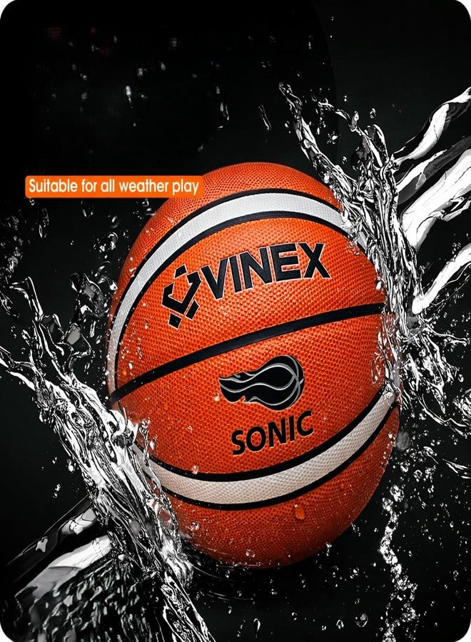 Vinex Basketball - Sonic (Size: 6) Official Size & Weight, Hygroscopic PU Material, Pasted Basketball Ideal Indoor & Outdoor for Practice, Training, Match, Sports for Youth, Men, Adult Players - Image 4