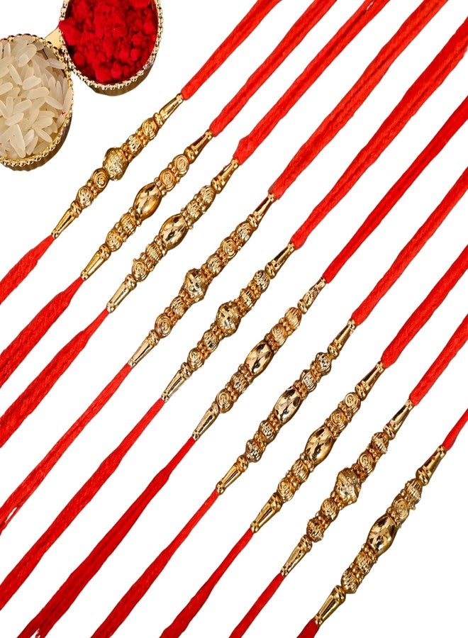 Poorak Religious Assorted Rakhi Set – Includes 10 Rakhi, Roli Chawal & Greeting Card - Image 1