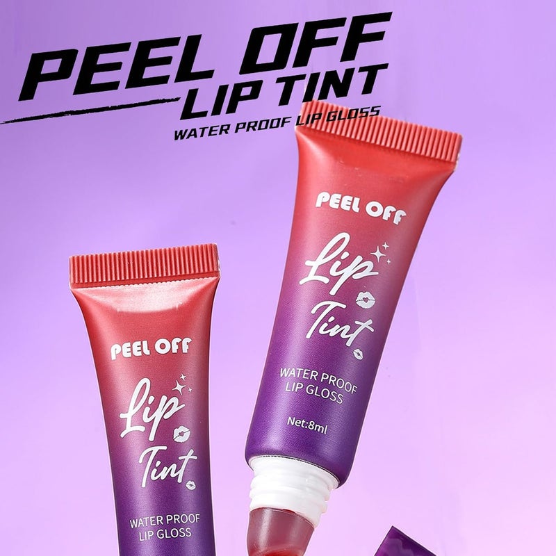 Peel off Lip Stain Set,Waterproof Matte Lip Tint for Women | Precise Application | Transfer-Proof Long Lasting Peel off Lip Gloss,Highly Pigmented Nude Lip Stain with Fruity Flavor / 2PCS - Image 2